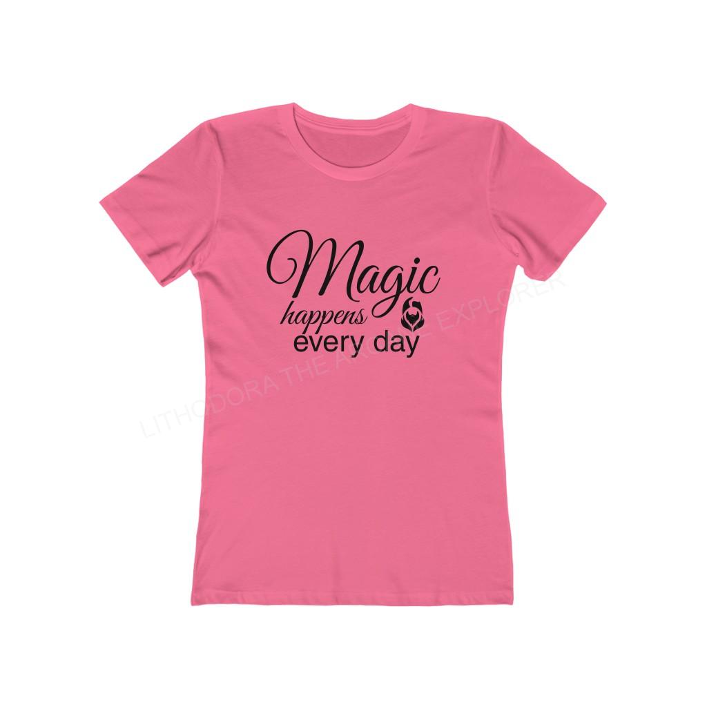 Magic Happens Every with Lithodora Day Women's The Boyfriend Tee