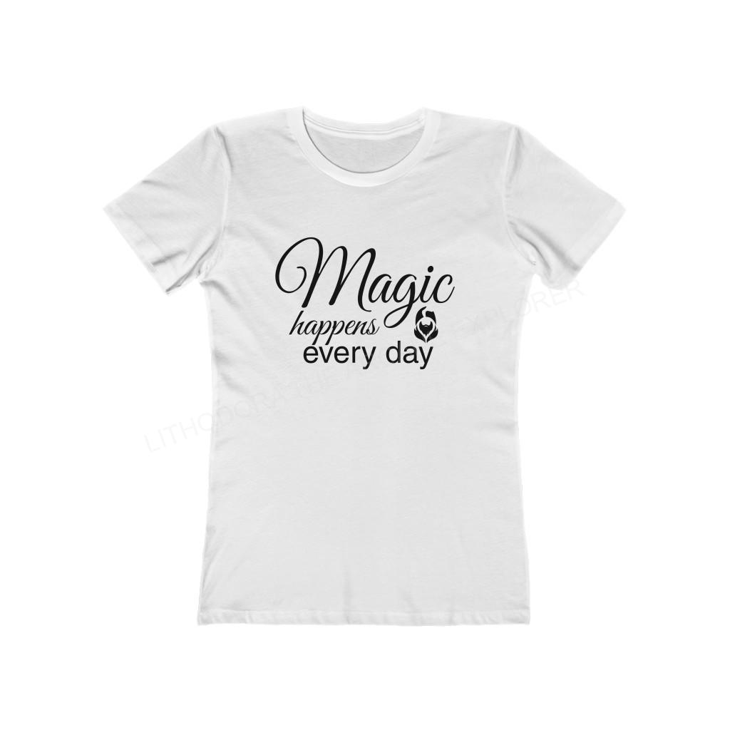 Magic Happens Every with Lithodora Day Women's The Boyfriend Tee