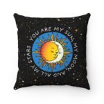 Sun, Moon, Stars Spun Polyester Square Pillow