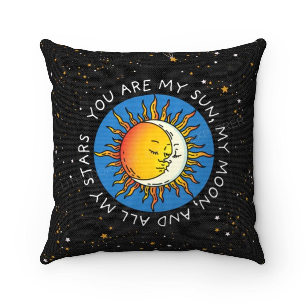 Sun, Moon, Stars Spun Polyester Square Pillow