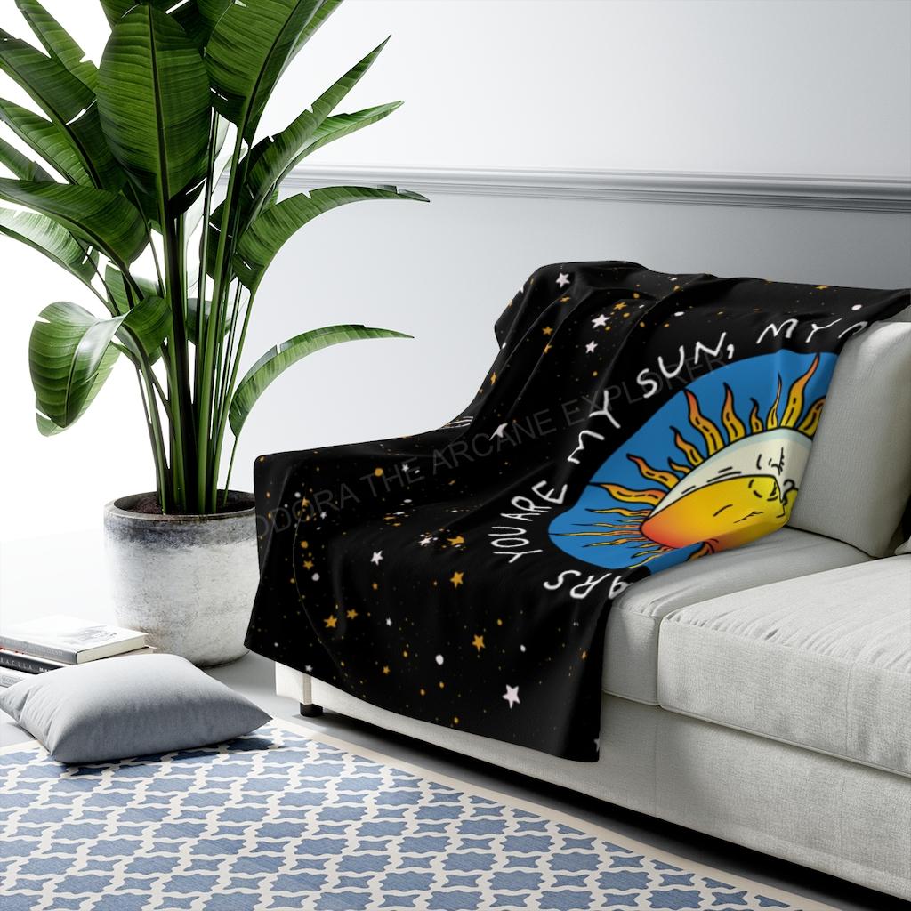Sun, Moon, Stars Sherpa Fleece Blanket