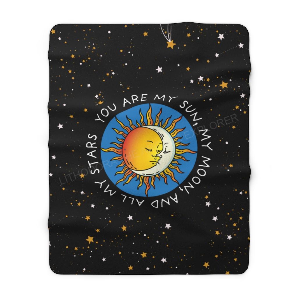 Sun, Moon, Stars Sherpa Fleece Blanket