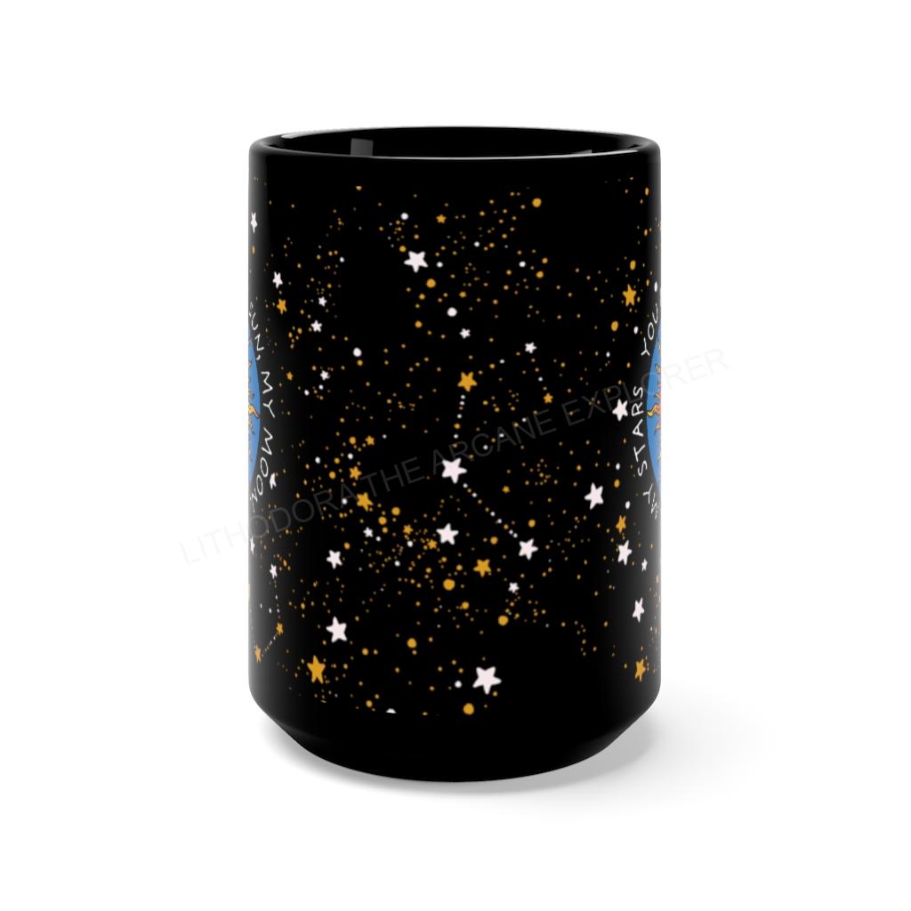 Sun, Moon, Stars Black Mug 15oz