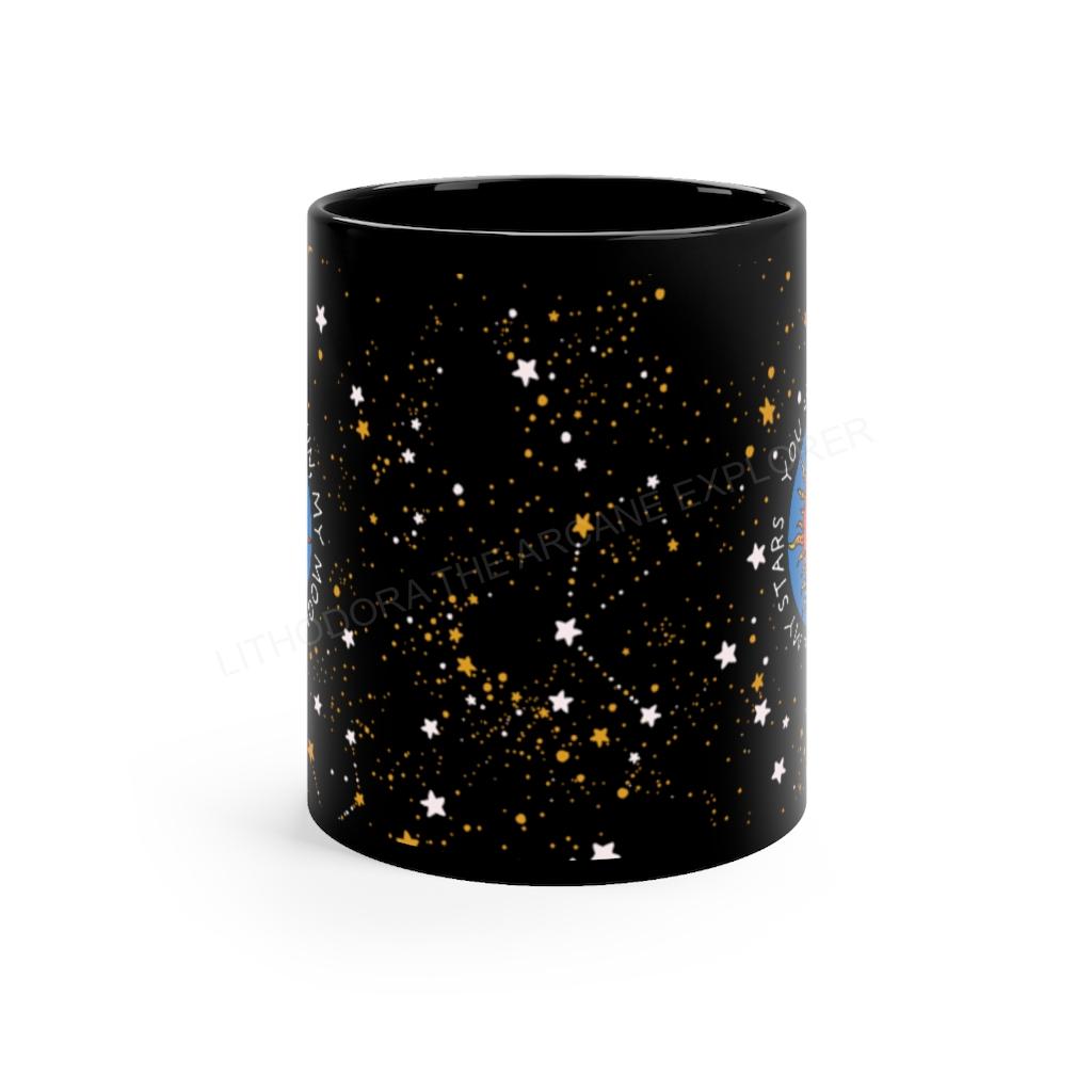 Sun, Moon, Stars Black mug 11oz