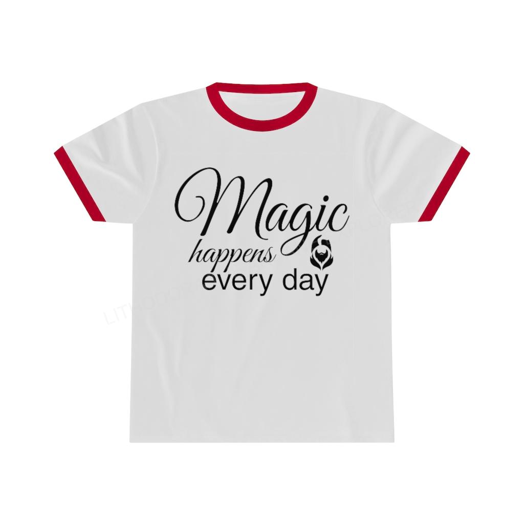 Magic Happens Every Day with Lithodora Unisex Ringer Tee