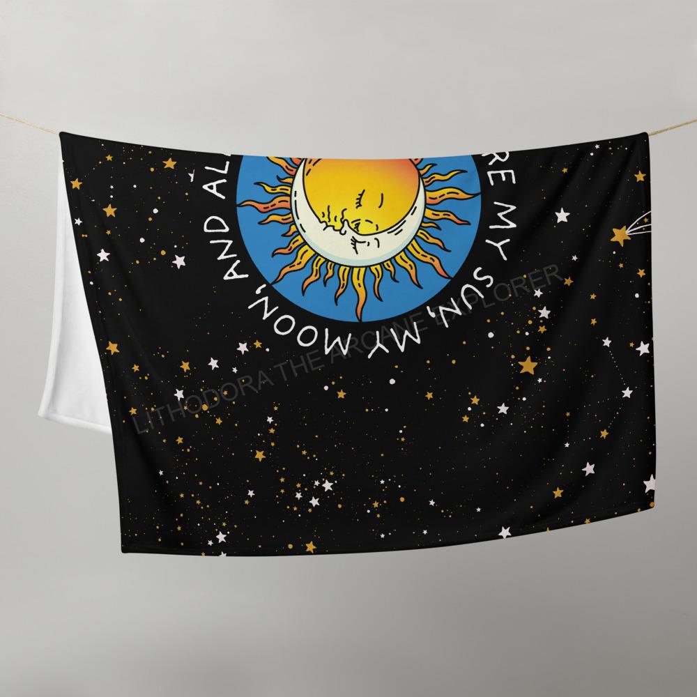 Sun, Moon, Stars Throw Blanket