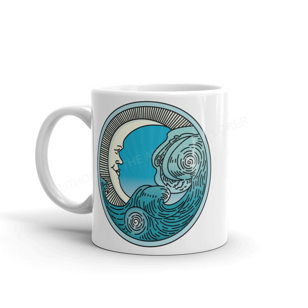 MoonWave White glossy mug