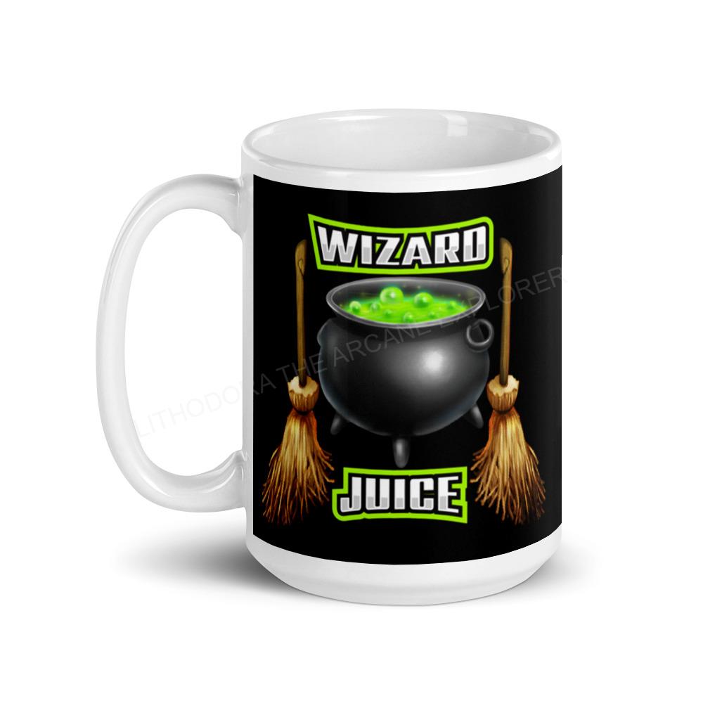 Wizard Juice White glossy mug
