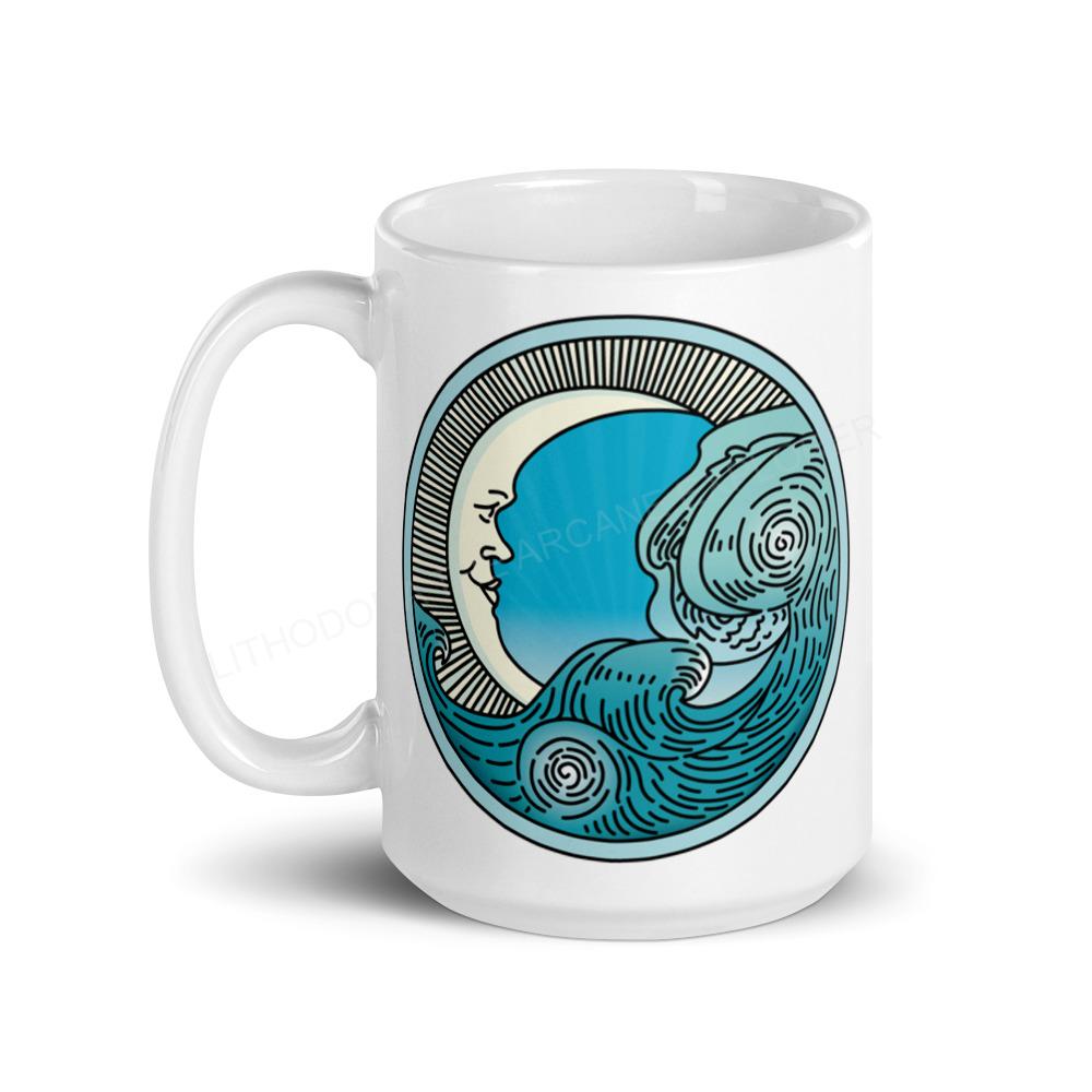MoonWave White glossy mug