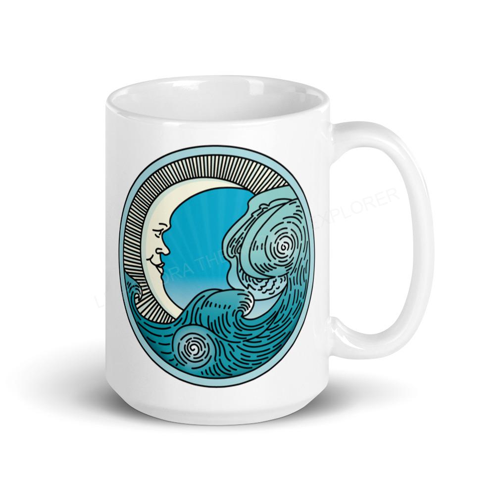 MoonWave White glossy mug